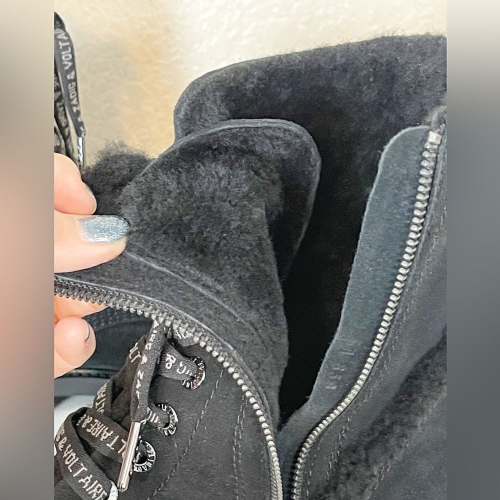 Zadig & Voltaire boots Joe black suede shearling combat boots new with box 40/9 - Picture 12 of 17